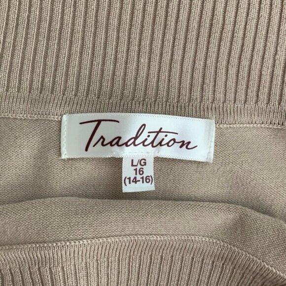 Tradition Women's Cowl Neck Sweater Top 3/4 Length Sleeve Stretch Taupe y2k - Picture 11 of 16